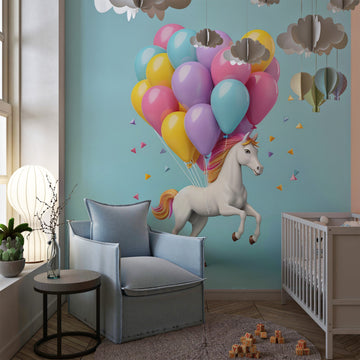 Colorful Balloons Horse Wall Mural
