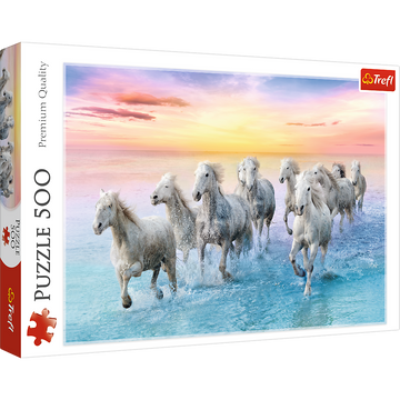 500 Piece Jigsaw Puzzles, Galloping White Horses, Animal Puzzles, Sunset Ocean Puzzle, Adult Puzzles, Trefl 37289