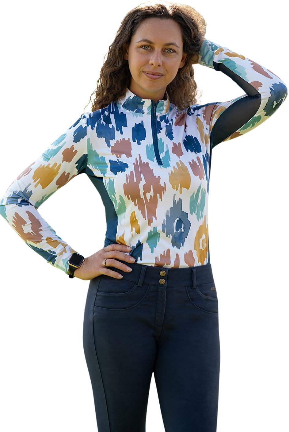 Riding Shirt, Small, Sun-Stopper, Zip, Long Sleeves