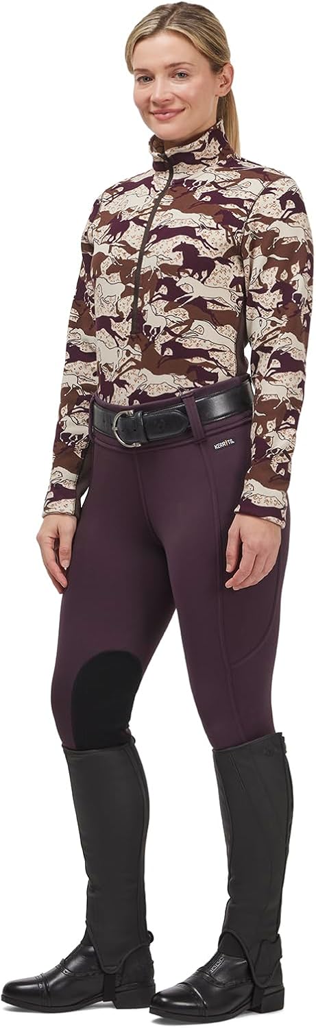 Kerrits Women Plush Printed Fleece Half Zip, Vineyard