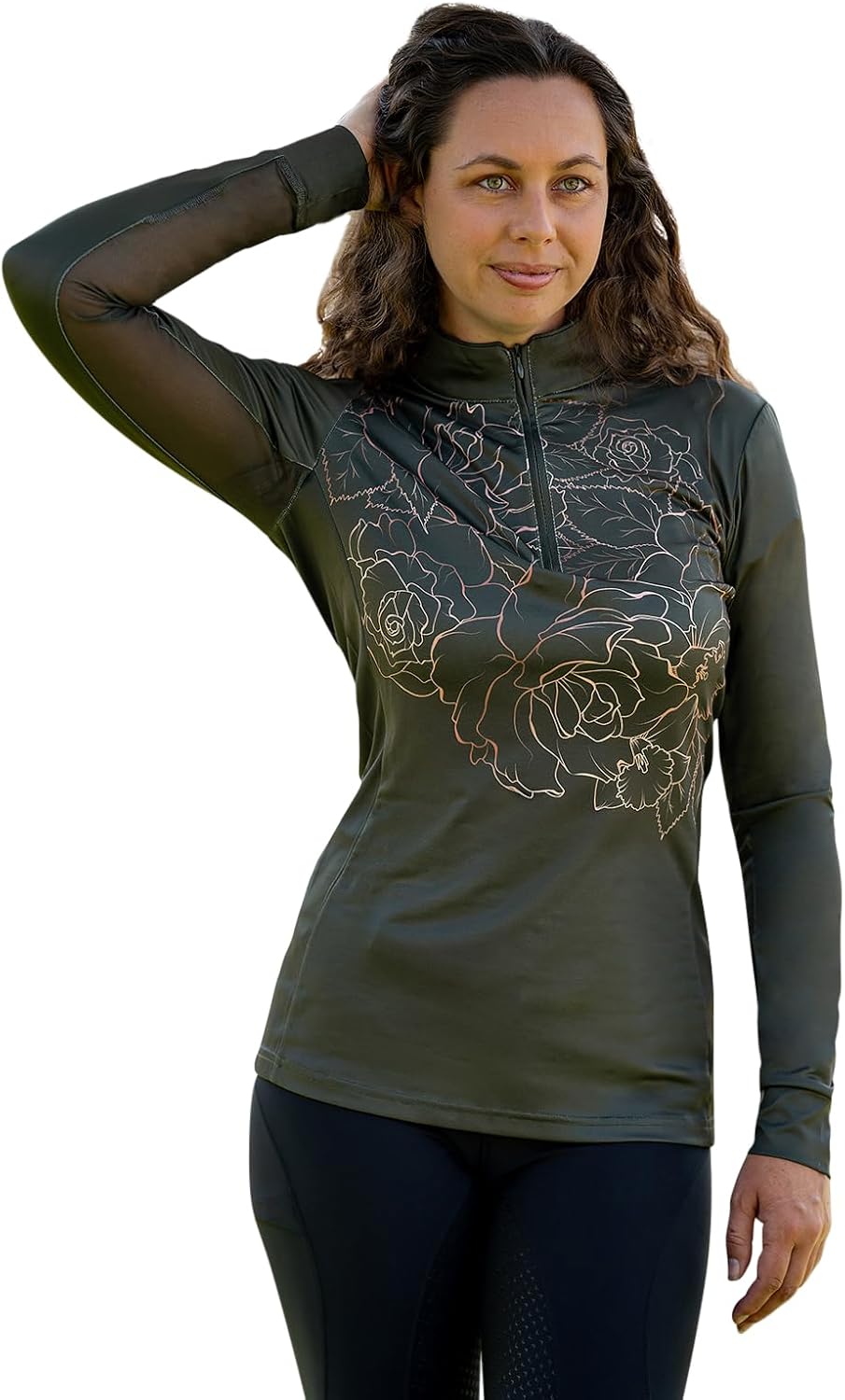 Riding Shirt, Small, Sun-Stopper, Zip, Long Sleeves