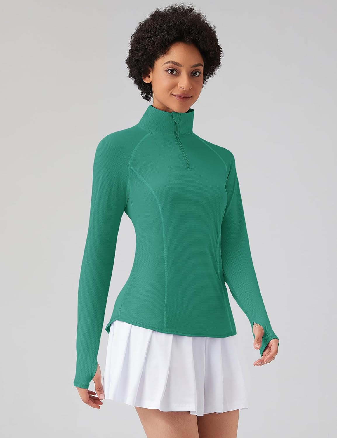 Women Long Sleeve Shirts Sun Protection 1/4 Zip Summer Quick Dry Hiking Shirts Quarter Zip Pullover for Women