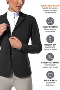 Show Coat, Women Stretch Competitor, Black, 4-Snap, by Kerrits