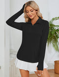 Long Sleeve Shirts, Sun Protection, 1/4 Zip, Quick Dry, Black