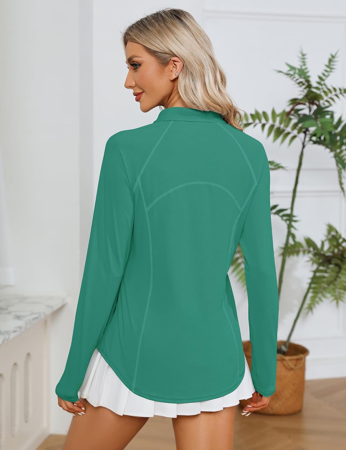 Women Long Sleeve Shirts Sun Protection 1/4 Zip Summer Quick Dry Hiking Shirts Quarter Zip Pullover for Women