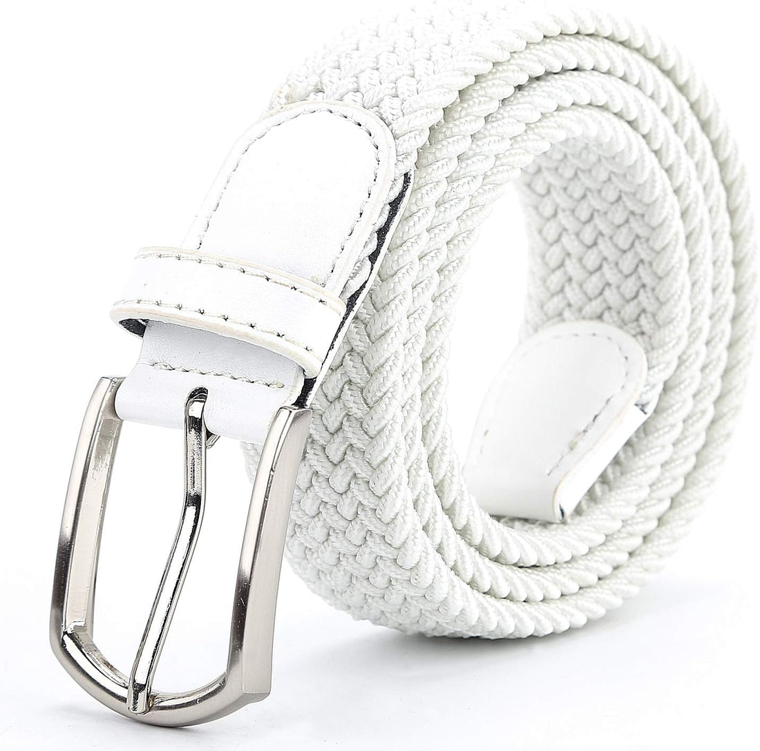 Braided Stretch Belt, Beige, Black, or White