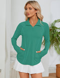 Women Long Sleeve Shirts Sun Protection 1/4 Zip Summer Quick Dry Hiking Shirts Quarter Zip Pullover for Women