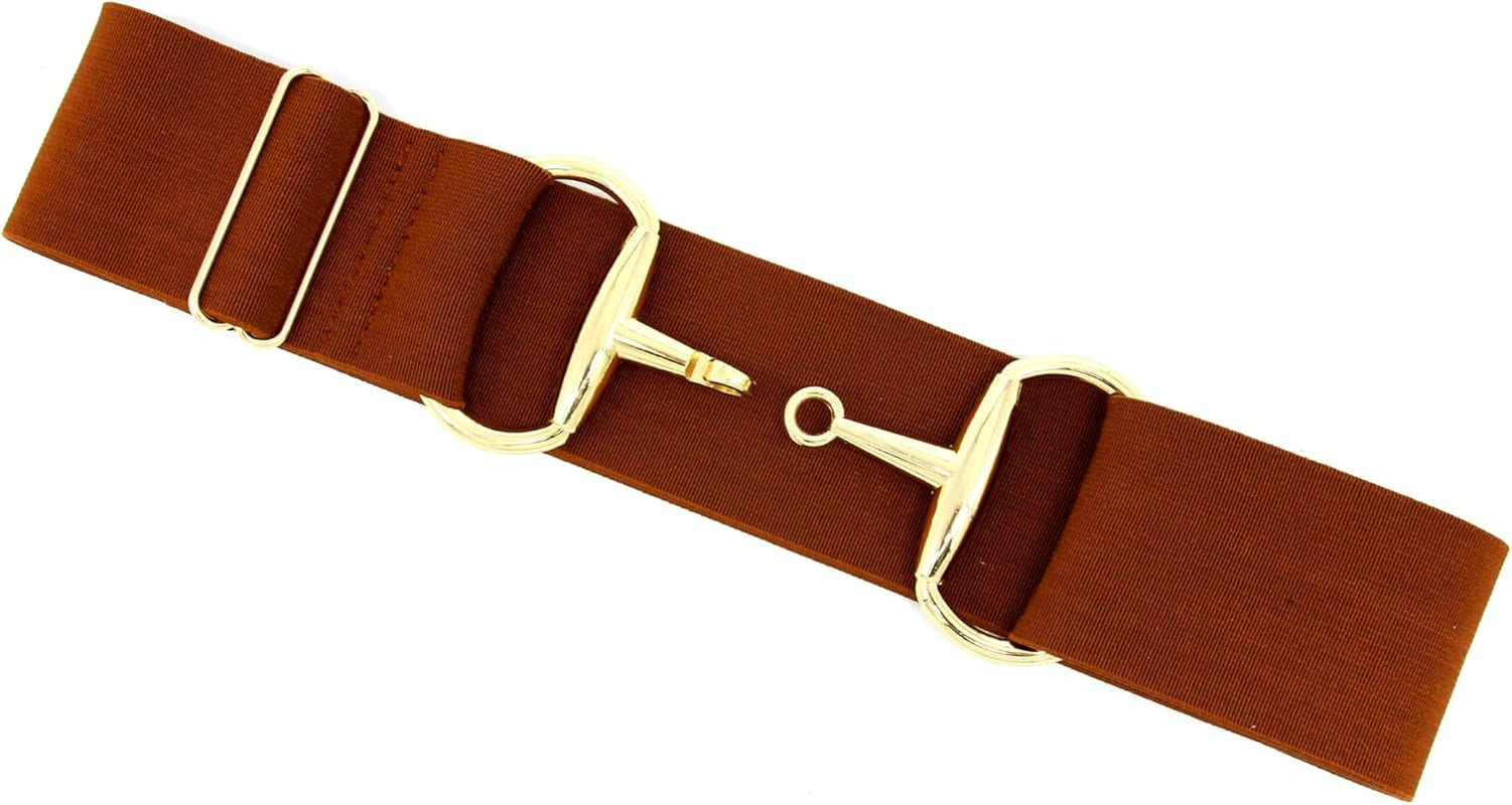 Equestrian Belt Bit Buckle, Equine Horsebit Stretchable, Womens/Mens Elastic Horseback Belt for Riding Breeches