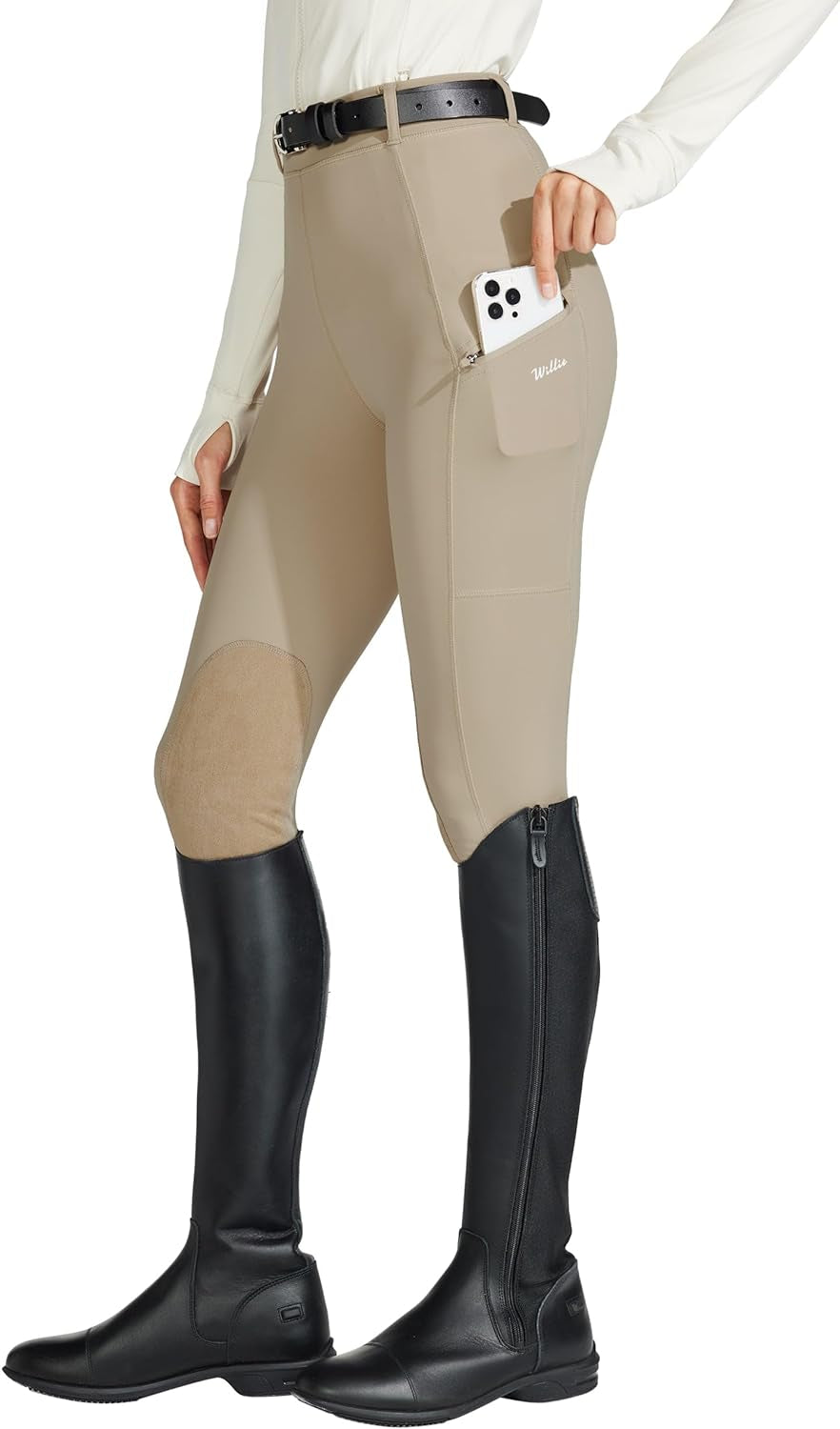 WILLIT - Breeches Women, Zipped Pockets, Khaki M - UPF50