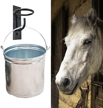 2PCS Bucket Hooks for Horses Equestrian Bucket Hook Metal Water Bucket Hangers Horse Stalls Feed Bucket Barn Farmhouse Supplies (2)