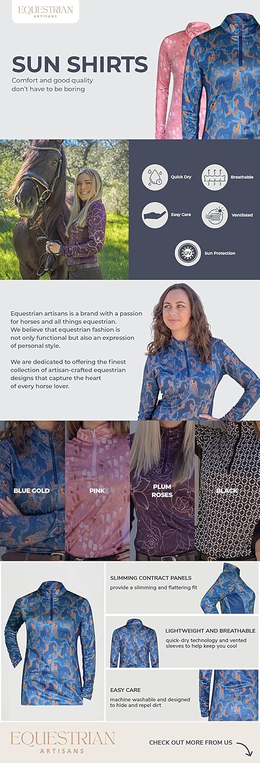 Riding Shirt, Medium, Sun-stopper, zip, Long Sleeves