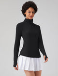 Long Sleeve Shirts, Sun Protection, 1/4 Zip, Quick Dry, Black