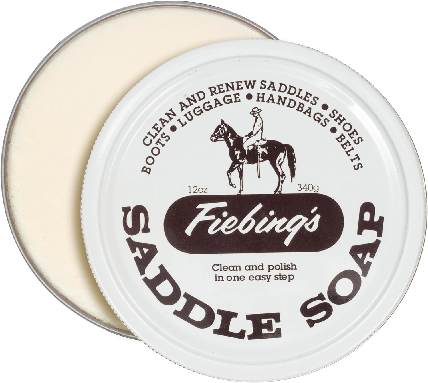 Saddle Soap for Leather (12 Oz Tin), White Soap, for Leather Cleaner & Conditioner